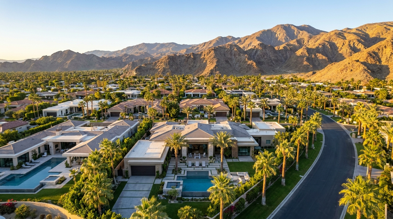 Aerial view of Coachella Valley luxury homes