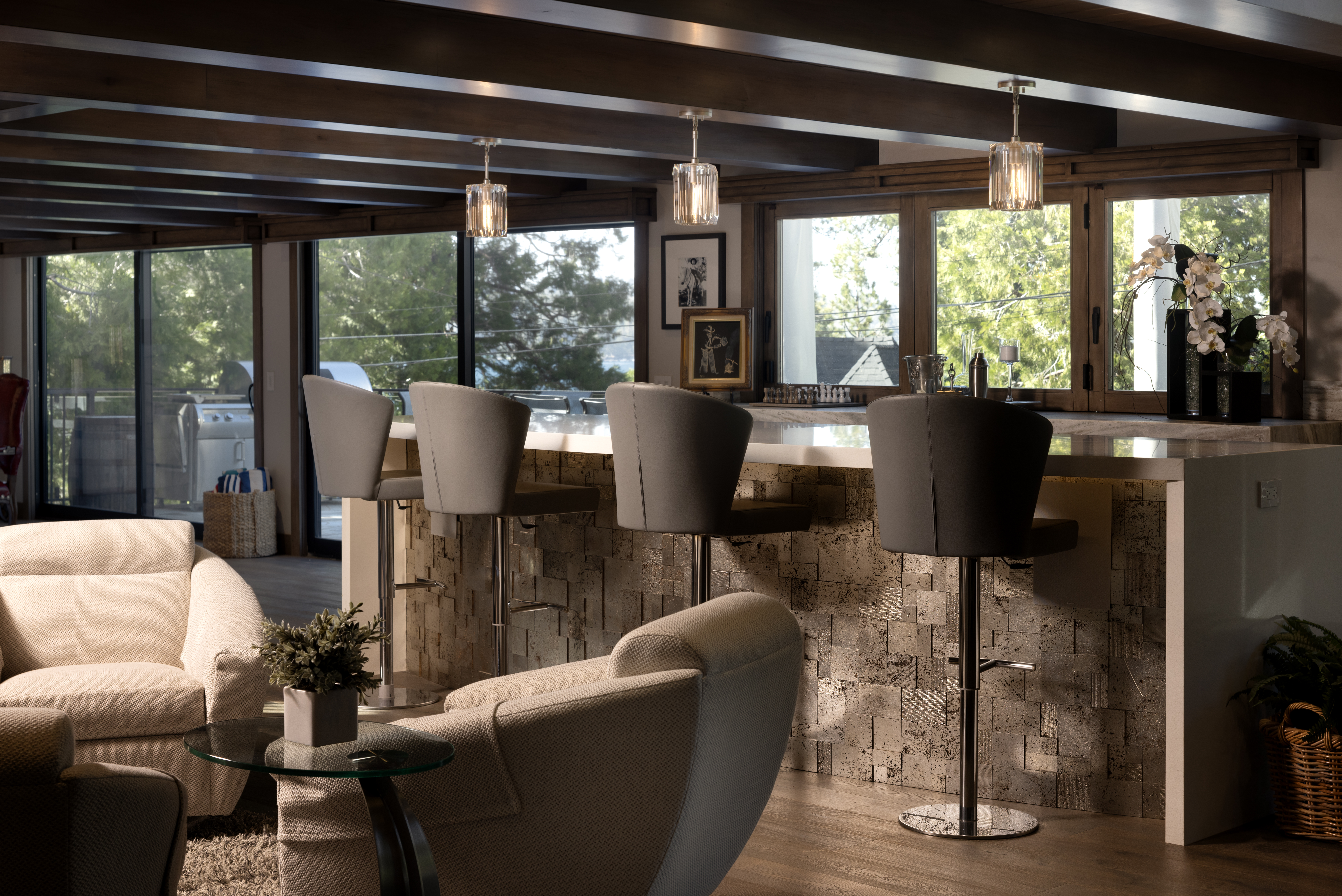 Interior — bar and living area
